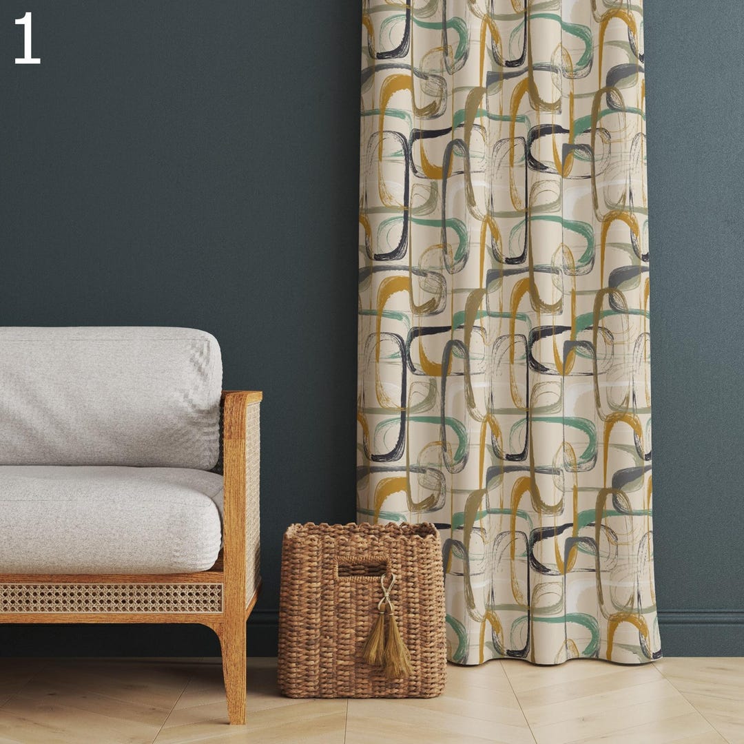 Mid Century Modern Curtain Panels, Retro 70s Curtains, Vintage Retro ...