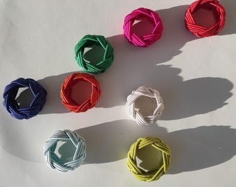 Anillo para servilleta de nudo de rayón, servilletero de cordón hecho a mano, anillos para servilleta de cuerda estilo rústico, anillo para servilleta de nudo trenzado, anillos para servilleta con nudo de cabeza de turco