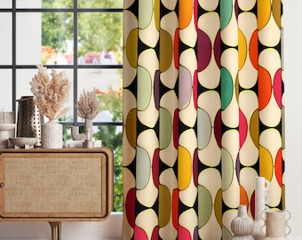 レトロカーテン、ミッドセンチュリーモダンカーテン、レトロ