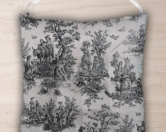 Coussins de chaise en toile française, coussins de siège Cottagecore, coussins de chaise de salle à manger ferme, coussins de chaise en toile vintage avec attaches