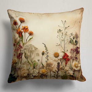 Housse de coussin fleurs sauvages, housses de coussin fleurs, housse de coussin fleurs printanières, taie d'oreiller à fleurs vives 1