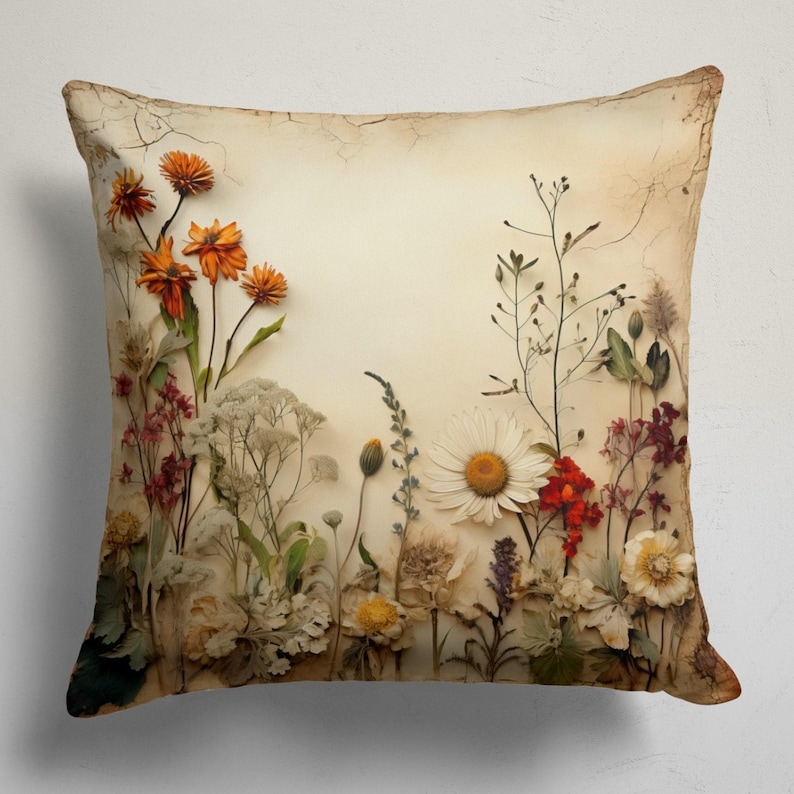 Housse de coussin fleurs sauvages, housses de coussin fleurs, housse de coussin fleurs printanières, taie d'oreiller à fleurs vives 1