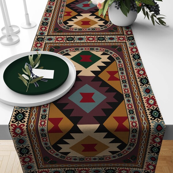 Southwestern Table Runner, Ethnic Mudcloth Table Runners, Rug Table Runner, Authentic Table Runner, Kilim Table Runner