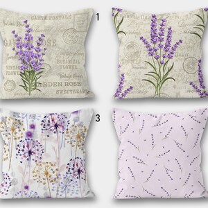 Lavender Floral Throw Pillow Cover, Purple Flowers Cushion Cover, Floral Throw Pillow Cover, Spring Floral Pillow, Lilac Floral Home Decor imagem 6