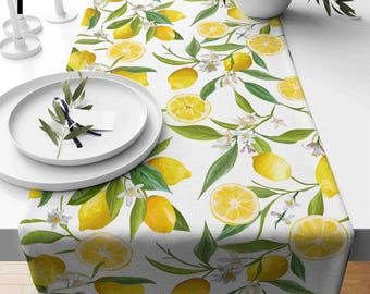 Citronlöpare, Gul citronlöpare, Citronduk för kök, Dekorativ duk, Matbordslöpare för kök, Gul löpare