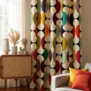 Mid Century Modern Curtain Panels, Retro Curtains, Mcm Curtain, Abstract Retro Style Living Room Curtain, Modern Curtains