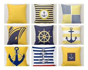 Anchor Throw Pillow Cover, Yacht Pillow Cover, Marine Cushions, Nautical Cushion Cover, Beach Pillow Cover, Nautical Pillow Case