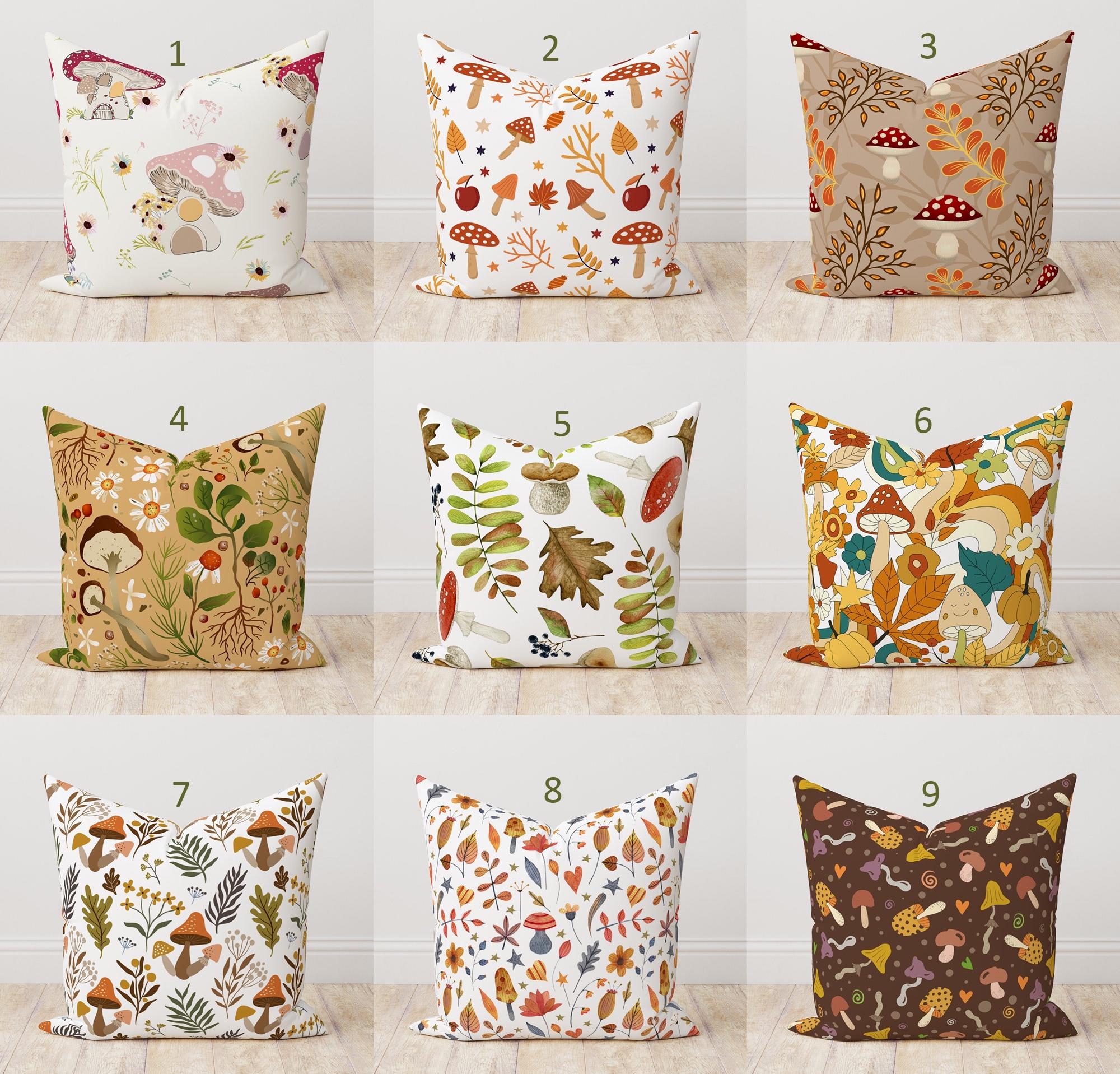 Fall Mushroom Pillow Cover, Autumn Mushrooms Pillowcase, Autumn Decor, Fall Cushion Cover, Thanksgiving Throw Pillow Cover, Fall Home Decor