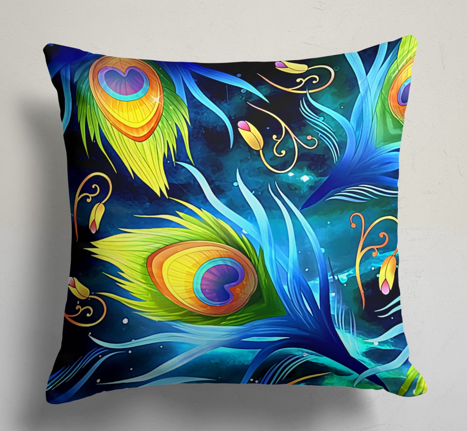 Peacock Pillow Cover Peacock Cushion Cover Peacock Tail Etsy