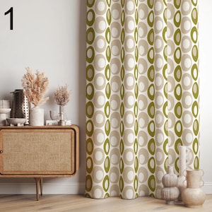 Mid Century Modern Curtain Panels, Retro 70s Curtains, Mcm Curtain, Abstract Retro Style Living Room Curtain, Modern Geometric Curtains