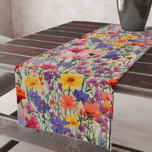Colorful Floral Table Runners, Floral Table Runners, Spring Flowers Table Runner, Floral Printed Table Runner, Floral Table Decor Runner
