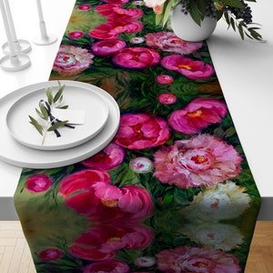Chemin de table floral, chemin de table imprimé fleurs, décoration de table floral rose, chemin de table violet, chemin de table imprimé, chemin de table roses image 6