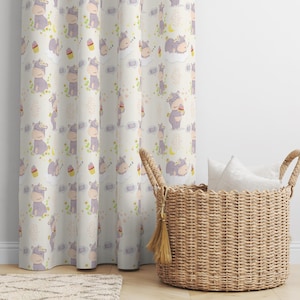 Tenda con stampa di simpatici animali, tende per cameretta, tenda per cameretta con simpatici animali, pannelli per tende con animali dei cartoni animati, tende con stampa per bambini piccoli