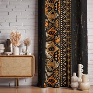 Ethnic Authentic Curtains, Tribal Curtains, African Mudcloth Blackout Curtain, Ethnic African Grommet Curtain, Ethnic Abstract Print Drapes image 1