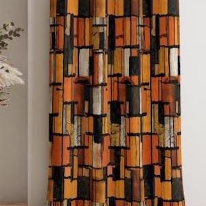 Mid Century Modern Curtain Panels, Retro Curtains, Mcm Curtain, Abstract Retro Style Living Room Curtain, Modern Curtains