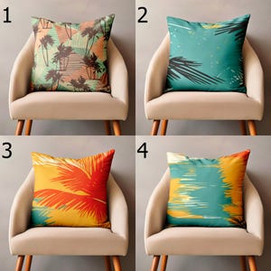 Outdoor Tropical Palm Pillow Covers, Abstract Summer Cushion Covers, Colorful Beach Throw Pillowcases, Modern Sunset Home Decor
