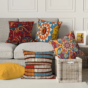 Boho Ethnic Pillow Covers, Bohemian Cushion Covers, Abstract Pillow Cover, Boho Abstract Pillow Case, Colorful Pillows, Ethnic Cushion Cover