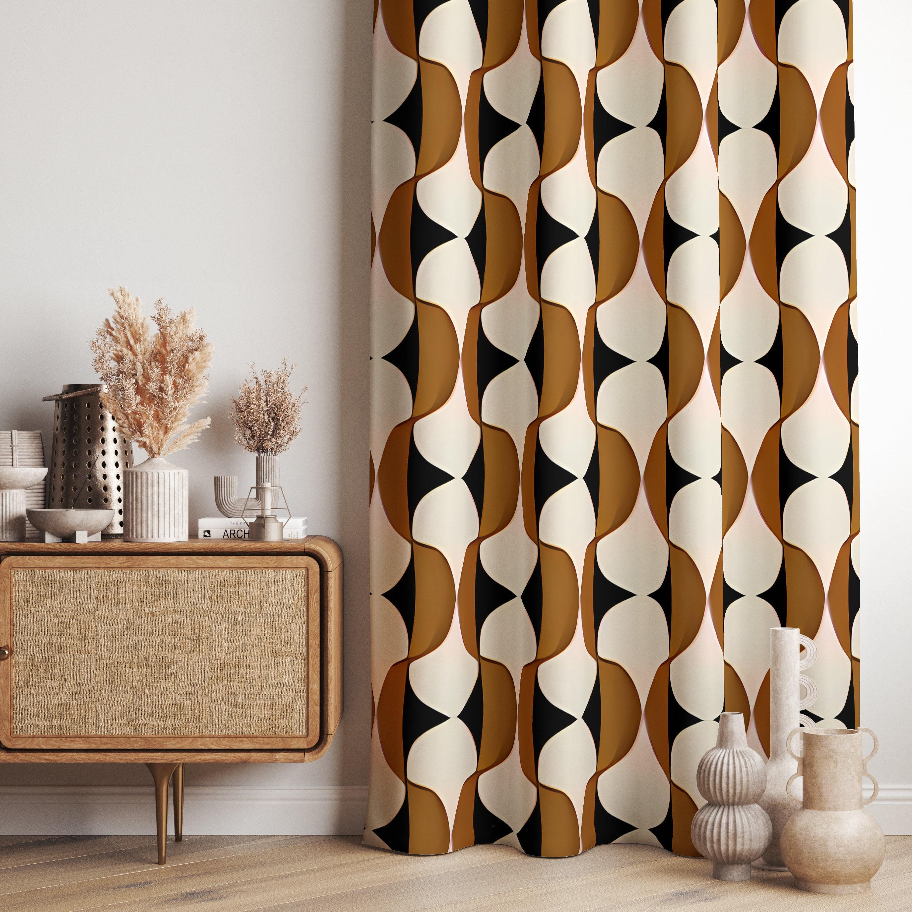 Rideaux Occultants Carreaux Marron - 2 Panneaux 70x180 Cm - Polyester - Pour Salon Et Chambre - 11