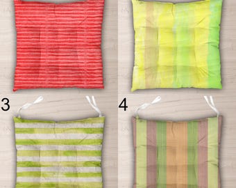 Ensemble de coussins de chaise à rayures colorées, coussins de siège d'été pour l'extérieur (17 x 17 pouces)