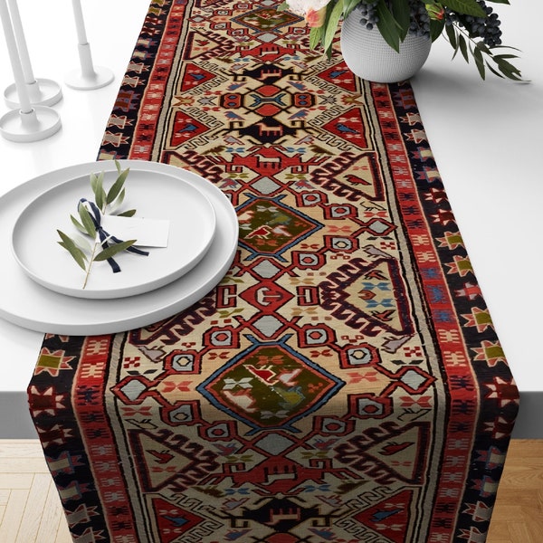 Chemin de table ethnique et tapis, chemin de table authentique, chemin de table kilim, chemin de table sud-ouest, décoration de table