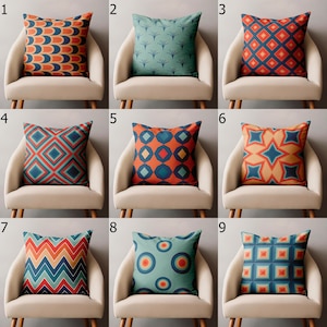 Mid Century Geometric Pillow Covers, Retro Cushion Covers, Colorful Modern Throw Pillowcase, 70s 80s 90s Geometric Cushion Cover
