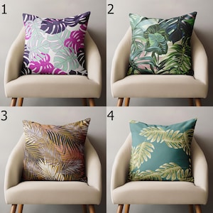 Exotic Leaves Throw Pillow Covers, Botanical Cushion Cover, Monstera Leaves Pillowcase, Botanical Pillow Covers, Tropical Print Pillowcase