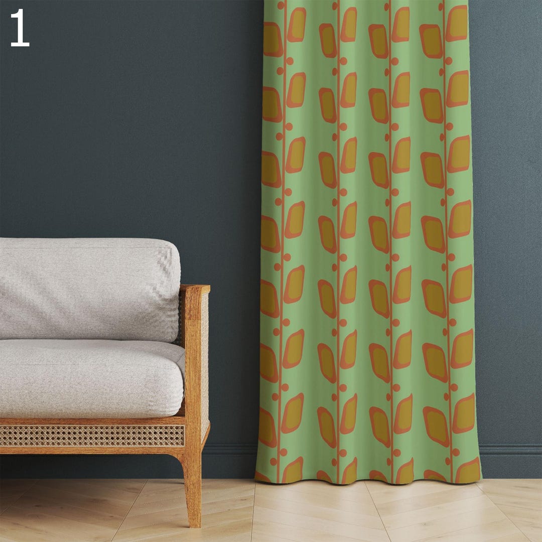Mid Century Modern Curtain Panels, 70s Retro Curtains, Mcm Curtain ...