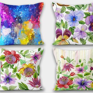 Floral Pillow Cover, Boho Flowers Pillow Cover, Floral Pillow Home Decor, Summer Trend Cushion, Decorative Pillow Case, Digital Print Pillow