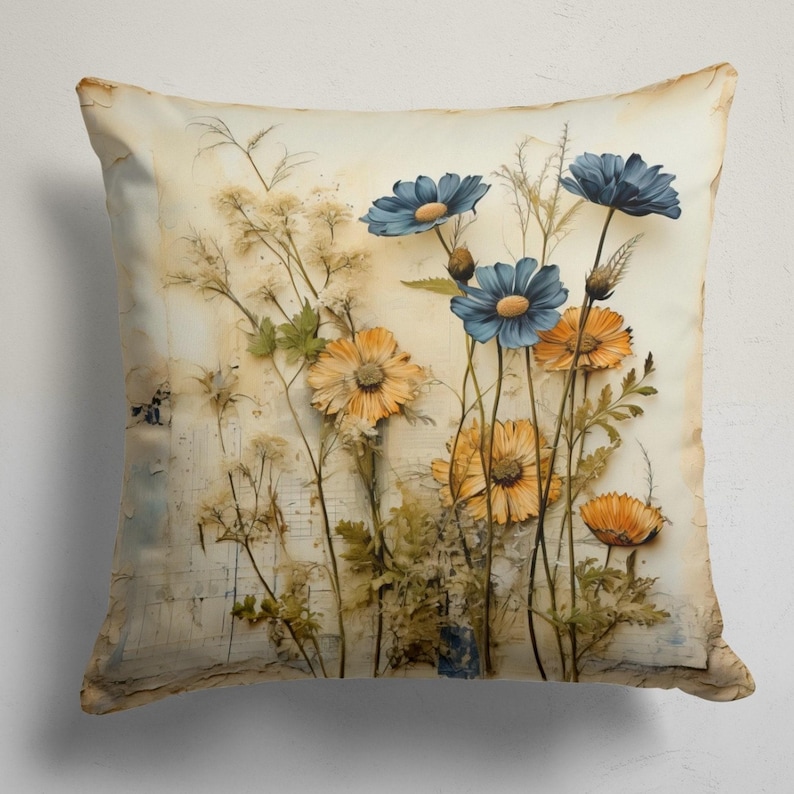 Housse de coussin fleurs sauvages, housses de coussin fleurs, housse de coussin fleurs printanières, taie d'oreiller à fleurs vives 4