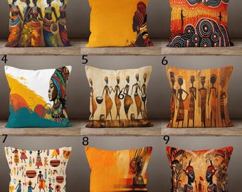 African Woman Pillow Covers, African Art Pillowcase, Ethnic Pillowcase, Authentic Throw Pillow Cover, African Digital Print Cushion Cover