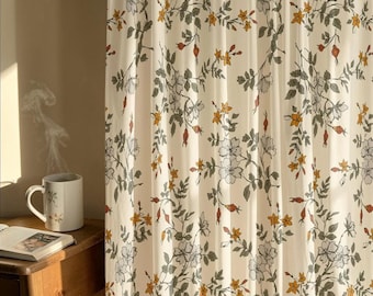 rideaux à fleurs vintage, rideaux de fenêtre crème pour le jardin Cottagecore
