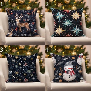 Rein Deer Pillowcase, Christmas Star Cushion Cover, Winter Snowflake Throw Pillow Cover, Snowman  Pillowcase, Xmas Berries Cushion Cover