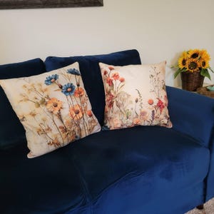 Housse de coussin fleurs sauvages, housses de coussin fleurs, housse de coussin fleurs printanières, taie d'oreiller à fleurs vives image 10