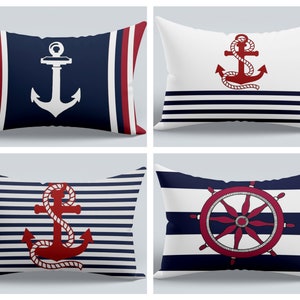 Federa per cuscino con ancora, federa per cuscino nautico, cuscino per barca, federa per cuscino nautico, cuscini per lago, regalo per barca nautica, cuscino da spiaggia