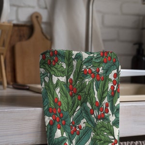 Panos de prato de Natal, pano de prato de Natal, toalha de decoração de cozinha de Natal, toalha de mão de cozinha de azevinho, pano de prato de decoração de cozinha de Natal