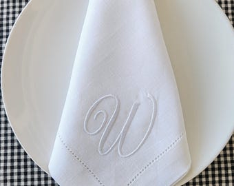 Personalized Linen Napkins, Monogrammed Hemstitch Napkin