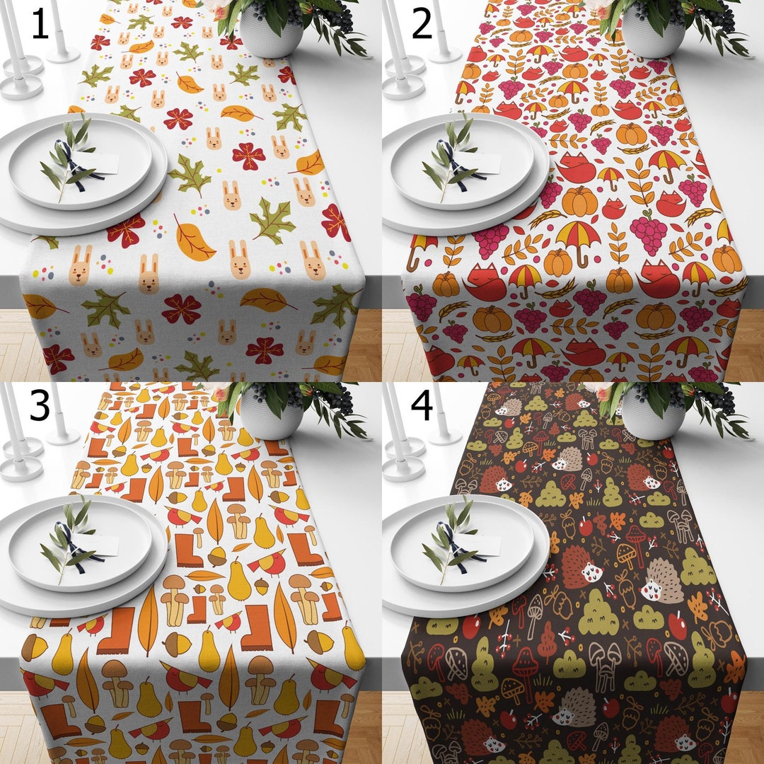 Paper Table Runner Fall Autumn Harvest Table Runner, Fall Leaves, Acorn Design, Chic and ...