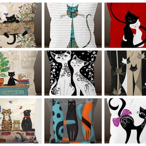Cute Cats Pillowcase, Cute Cat Print Pillow Cover, Animals Pillow Case, Cat Pillow Cover, Colorful Animal Home Decor
