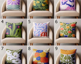 Boho Floral Pillow Covers, Colorful Dopamine Home Decor