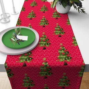Runner da tavola di Natale, Runner da tavola con albero di agrifoglio, Runner da tavola di Natale, Runner da tavola per feste di Natale, Regalo di Natale, Tavolo di Natale