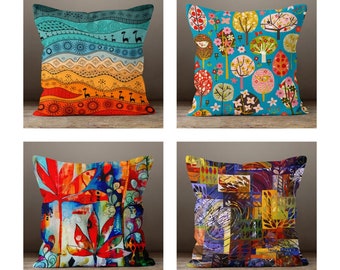 Floral Pillow Cover, African Pillowcase, Ethnic Pillow, Home Decor, Digital Print Cushion Cover