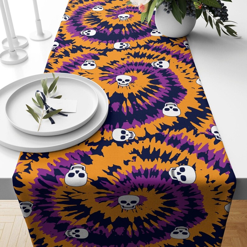 Camino de mesa de Halloween, Camino de mesa espeluznante de Halloween, Camino de mesa de calabaza de Halloween, Regalo de Halloween, Decoración de mesa para fiesta de Halloween imagen 2