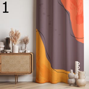 Modern Abstract Curtain Panels, Boho Geometric Drapes, Mid Century Art Curtains, Minimalist Fabric Curtains