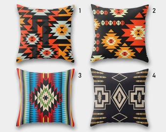 Zuidwestelijke kussensloop, Azteekse kussens, boho-tapijt woondecoratie, tribale kussensloop