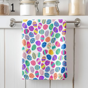 Colorful Eggs Kitchen Towels, Easter Decorative Tea Towel, Easter Egg Dish Towel, Easter Fingertip Towels, Cute Easter Hand Towels