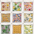 Floral Chair Cushions, Colorful Indoor Outdoor Chair Seat Pads, Boho Floral Garden Chair Pads, Flowers Patio Chair Cushions with Ties