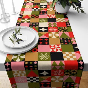 Christmas Red Table Runner, Xmas Table Runner, Holly Table Runner, Christmas Table Decor, Christmas Gift, Christmas Party Table Runner