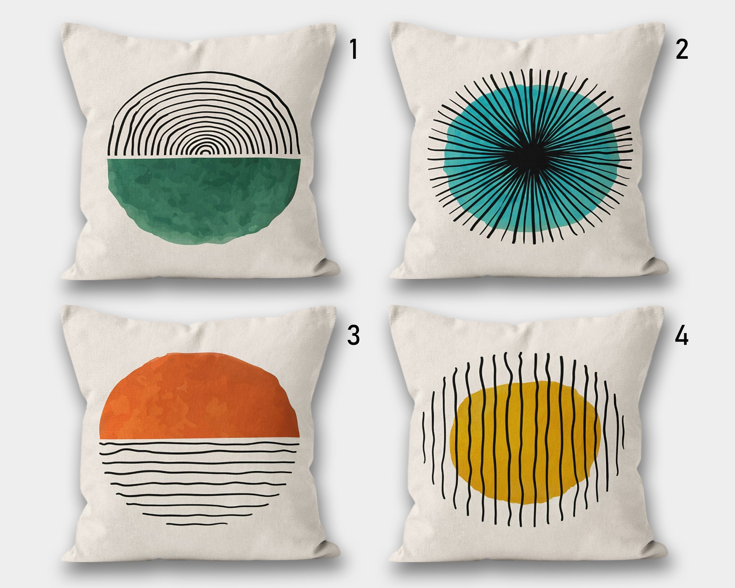 Mid Century Modern Pillow Cover, Retro Abstract Pillow Case, 70s Retro Cushion Cover, Abstract Decorative Pillow Covers
