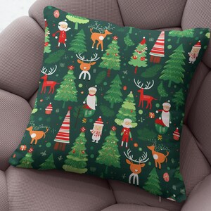 Vintage Christmas Pillow Covers, Christmas Pine Tree Cushion Cover, Modern Vintage Xmas Pillow Cover, Holly Pine Tree Pillow Cover 7