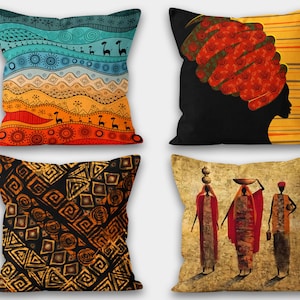 African Pillow Cover, Ethnic Home Decor, Authentic Home Decor, Digital Print Cushion Cover, African American Pillow